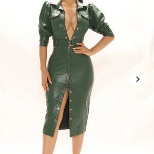 GREEN LEATHER DRESS